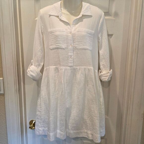 Vineyard Vines Dresses & Skirts - Vineyard Vines White Gauzy Drop Waist Shirt Dress, size 4